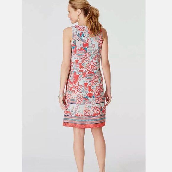 $99 J. Jill FLORAL PRINT RAYON SPANDEX SLEEVELESS DRESS Womens Size Large L - Picture 2 of 8